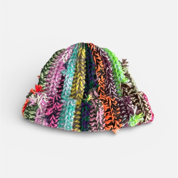 Colorful Handmade Scrap Yarn Crochet Beanie - Picture 2 of 3